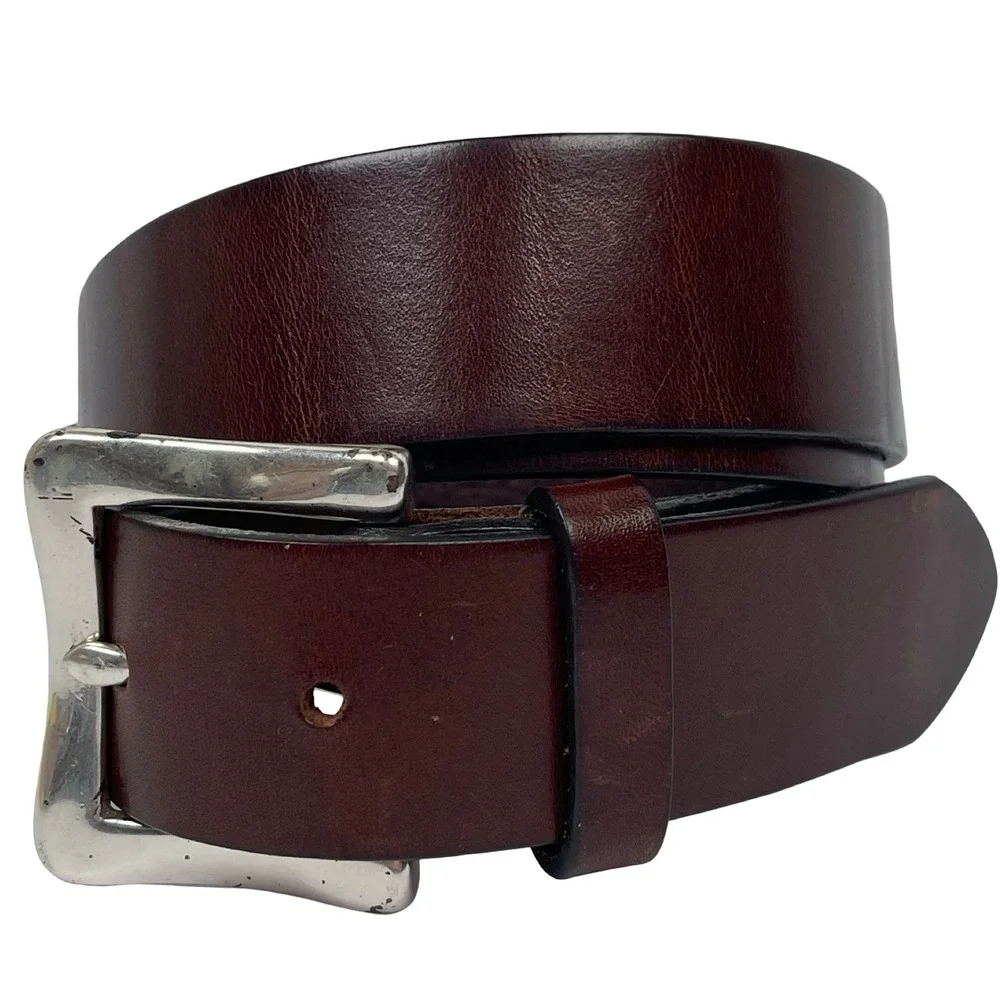 Vintage Gap Leather Belt Men M Brown Solid Brass Buckle Made in USA 90s Y2K